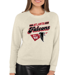 Atlanta Falcons NFL Womens Groovy Retro Slouchy Crewneck - Off White
