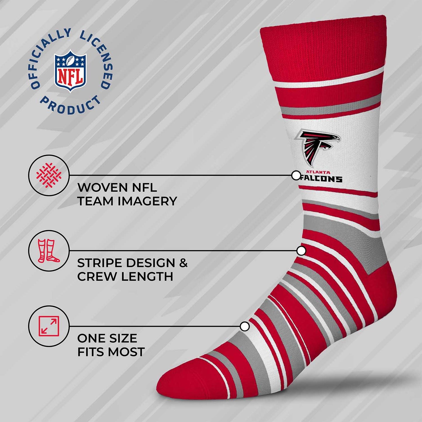 Atlanta Falcons NFL Adult Striped Dress Socks - Red