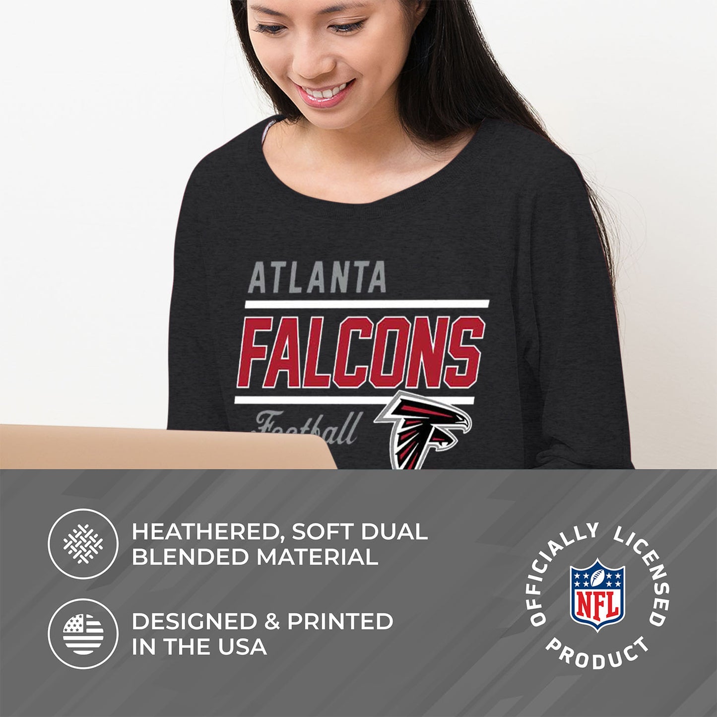 Atlanta Falcons NFL Womens Crew Neck Light Weight - Charcoal
