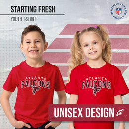 Atlanta Falcons NFL Youth Starting Fresh Tee- Pro Football Tag-Less T-Shirt For Boys & Girls - Red