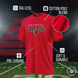 Atlanta Falcons NFL Youth Starting Fresh Tee- Pro Football Tag-Less T-Shirt For Boys & Girls - Red