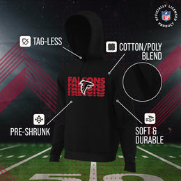 Atlanta Falcons NFL Youth Repeating Logo Football Fleece Hooded Sweatshirt - Black