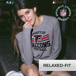 Atlanta Falcons NFL Womens Property of Lighweight Crew Neck - Sport Gray
