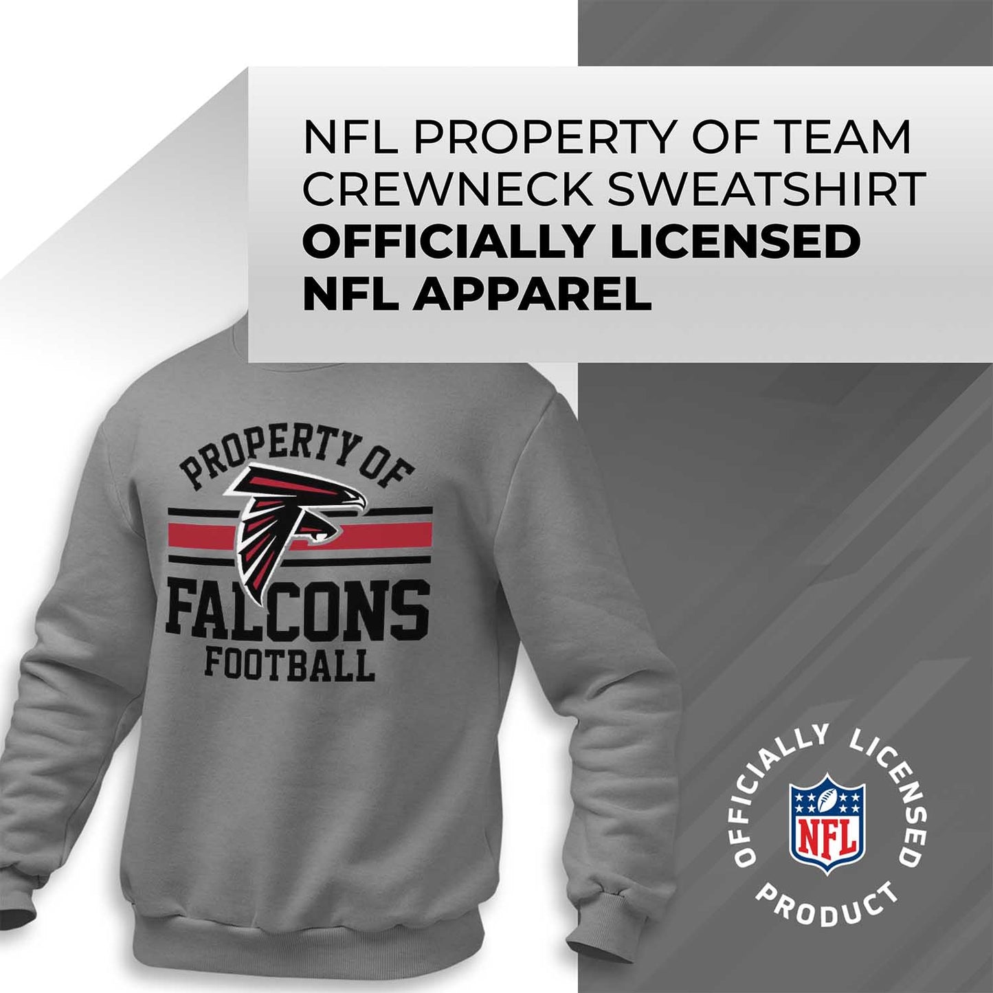 Atlanta Falcons NFL Adult Property Of Crewneck Fleece Sweatshirt - Sport Gray