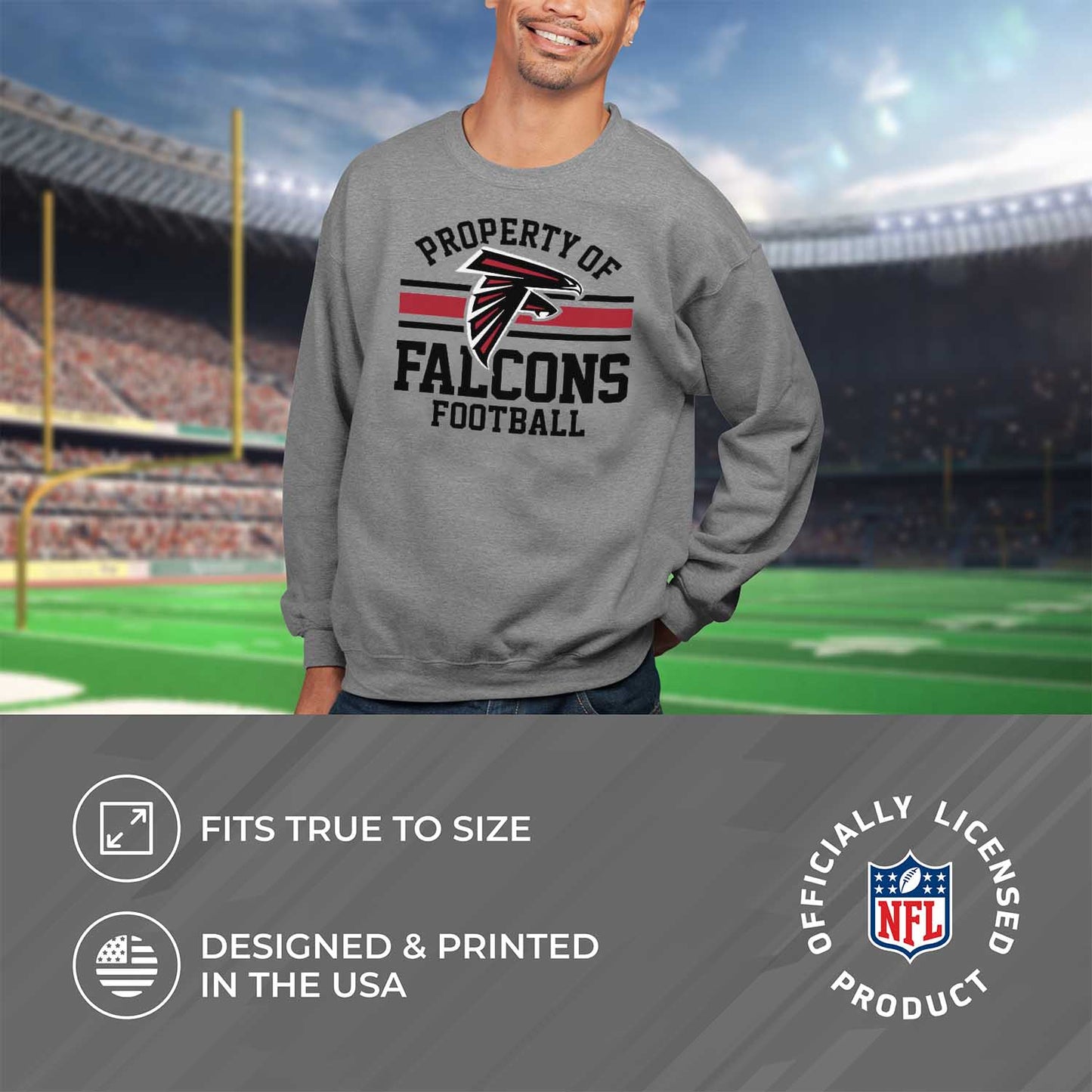 Atlanta Falcons NFL Adult Property Of Crewneck Fleece Sweatshirt - Sport Gray