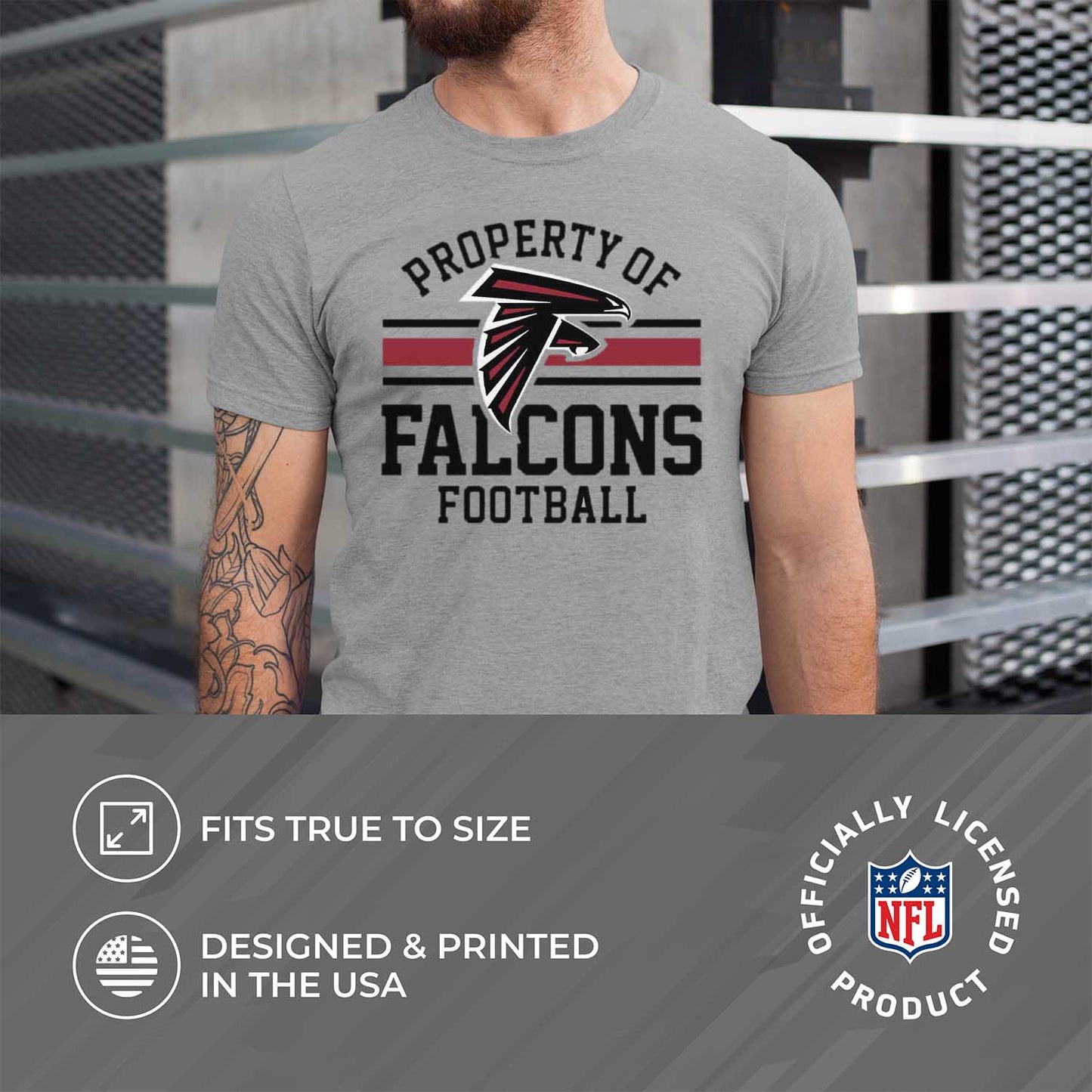 Atlanta Falcons NFL Adult Property Of T-Shirt - Sport Gray