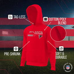 Atlanta Falcons Adult NFL Speed Stat Sheet Fleece Hooded Sweatshirt - Red