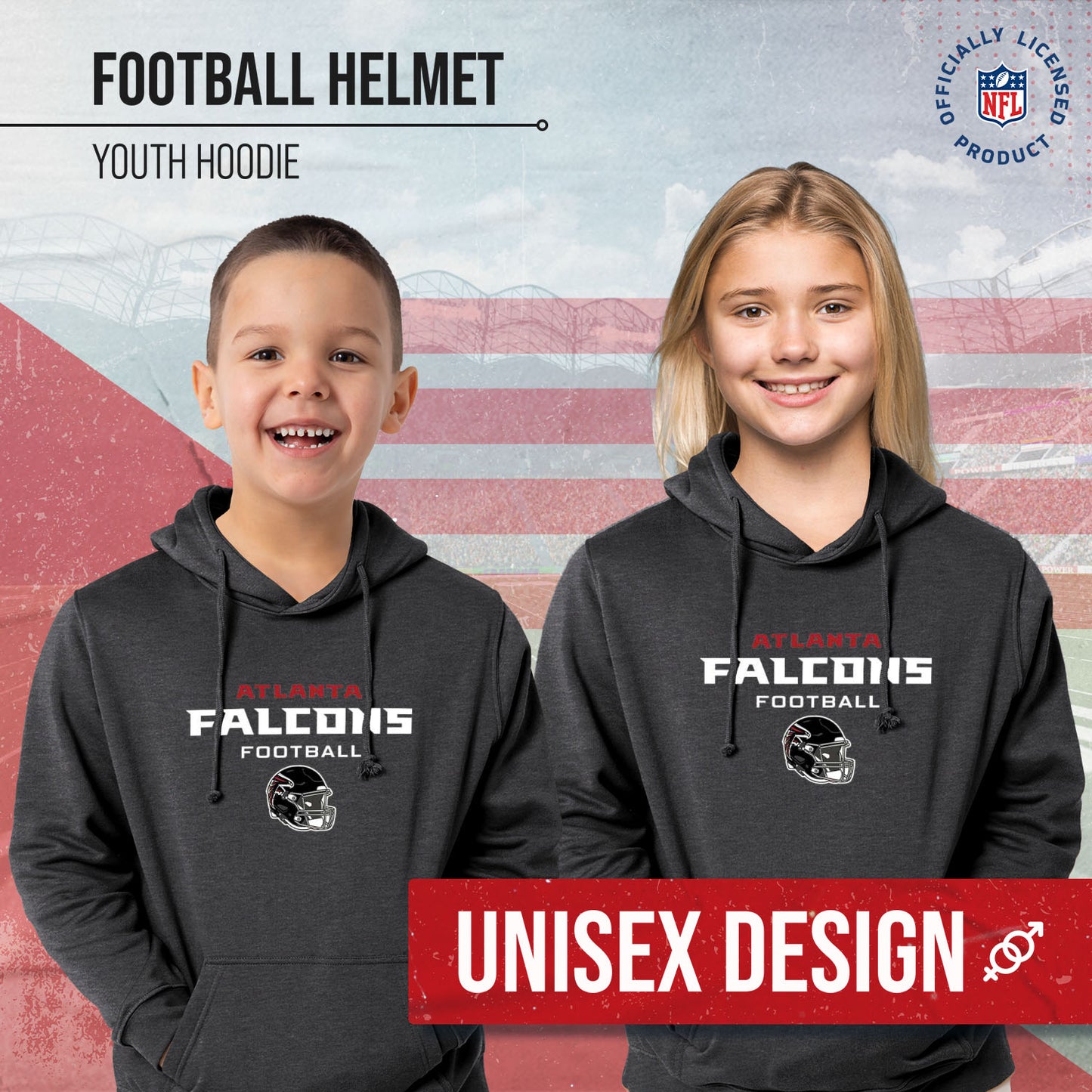 Atlanta Falcons NFL Youth Football Helmet Hood - Charcoal