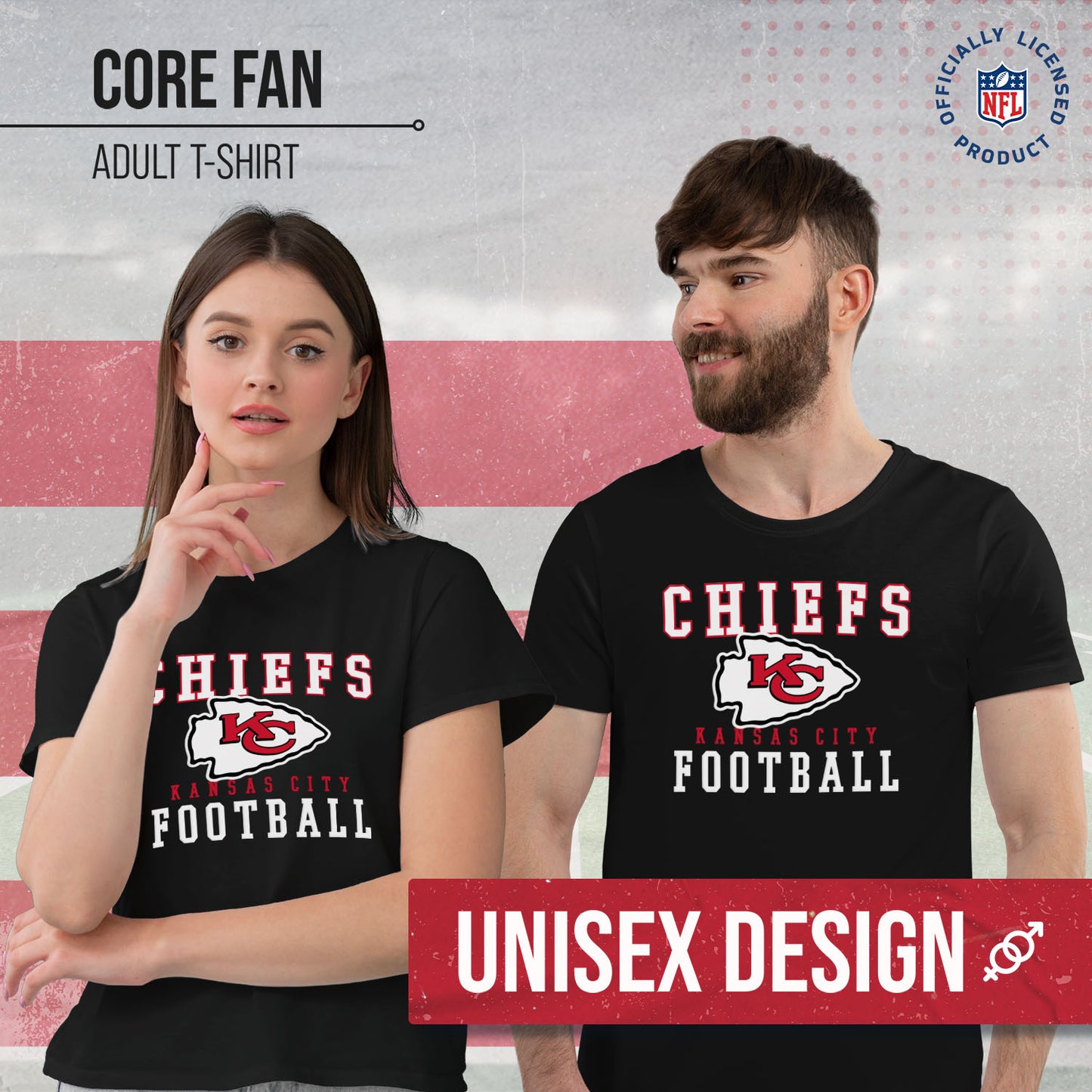 Kansas City Chiefs NFL Core Fan Adult Pro Football T-Shirt - Black