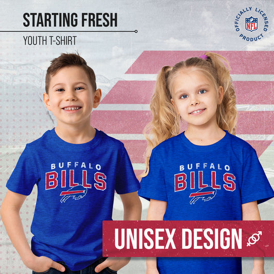 Buffalo Bills NFL Youth Starting Fresh Tee- Pro Football Tag-Less T-Shirt For Boys & Girls - Royal