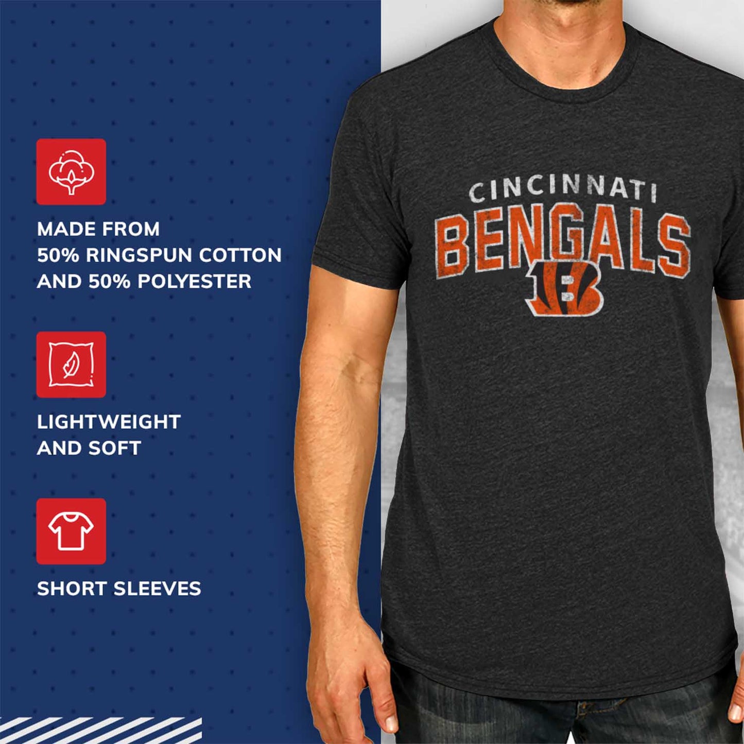 Cincinnati Bengals NFL Starting Fresh Short Sleeve Heather T-Shirt - Black