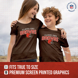 Cleveland Browns NFL Youth Starting Fresh Tee- Pro Football Heather T-Shirt For Boys & Girls - Brown