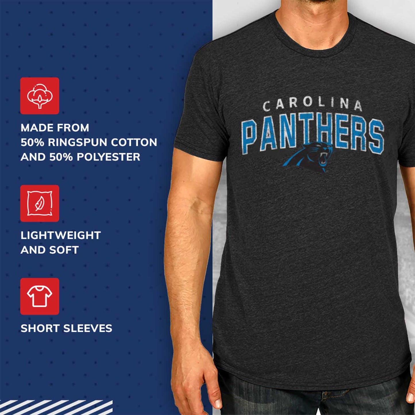 Carolina Panthers NFL Starting Fresh Short Sleeve Heather T-Shirt - Black