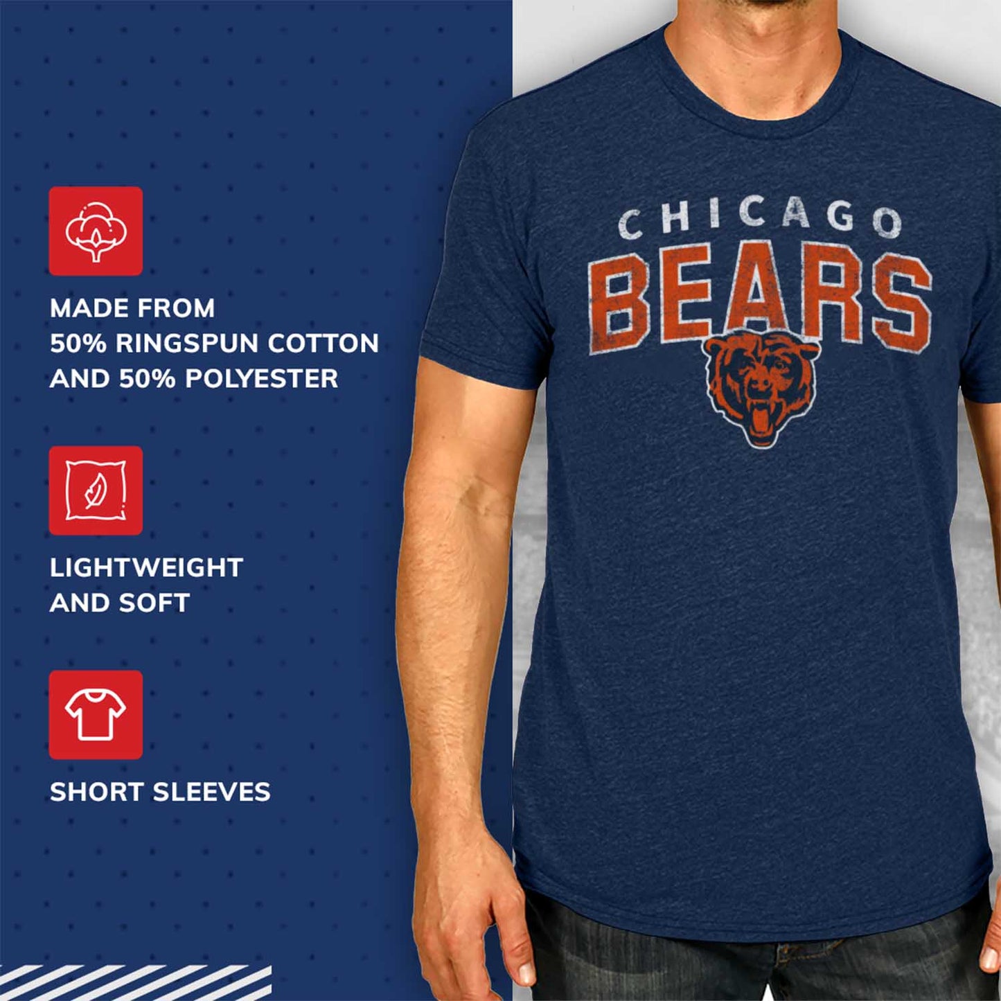 Chicago Bears NFL Starting Fresh Short Sleeve Heather T-Shirt - Navy