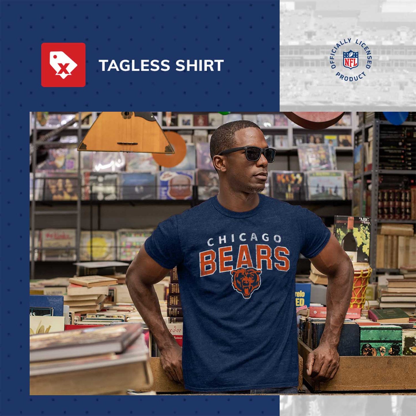 Chicago Bears NFL Starting Fresh Short Sleeve Heather T-Shirt - Navy