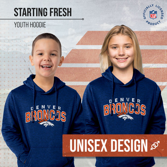 Denver Broncos NFL Youth Starting Fresh Hoodie- Pro Football Sweatshirt for Boys and Girls - Navy