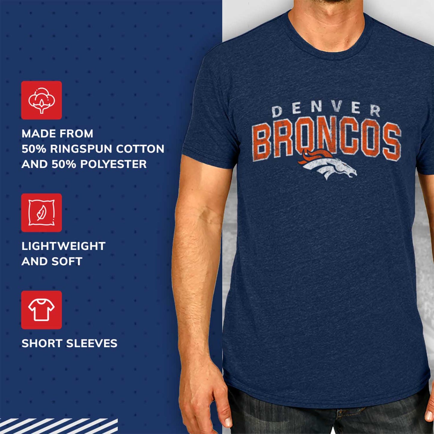 Denver Broncos NFL Starting Fresh Short Sleeve Heather T-Shirt - Navy