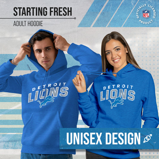 Detroit Lions NFL Adult Unisex Starting Fresh Ultra Soft Fleece Hooded Sweatshirt - Royal