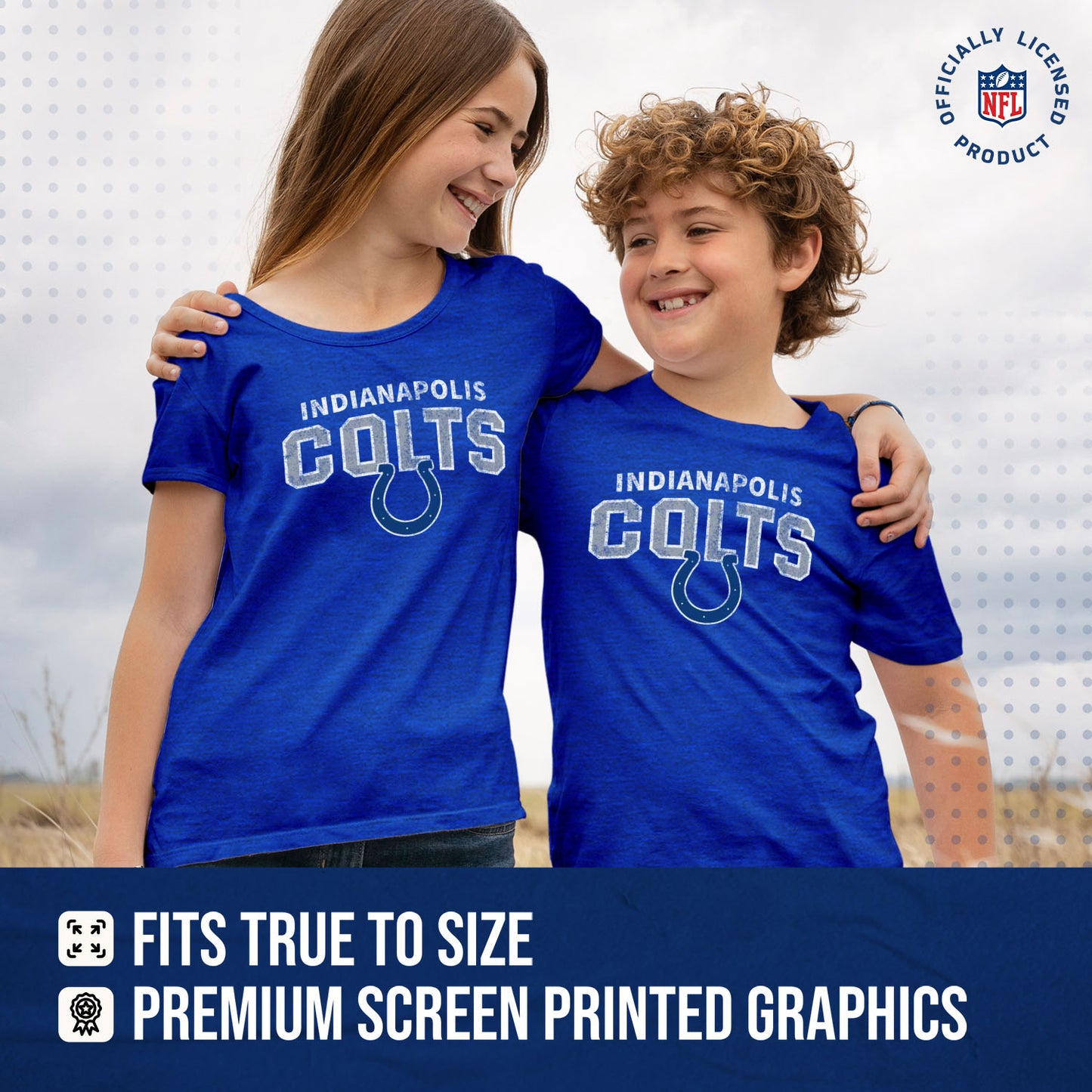 Indianapolis Colts NFL Youth Starting Fresh Tee- Pro Football Tag-Less T-Shirt For Boys & Girls - Royal