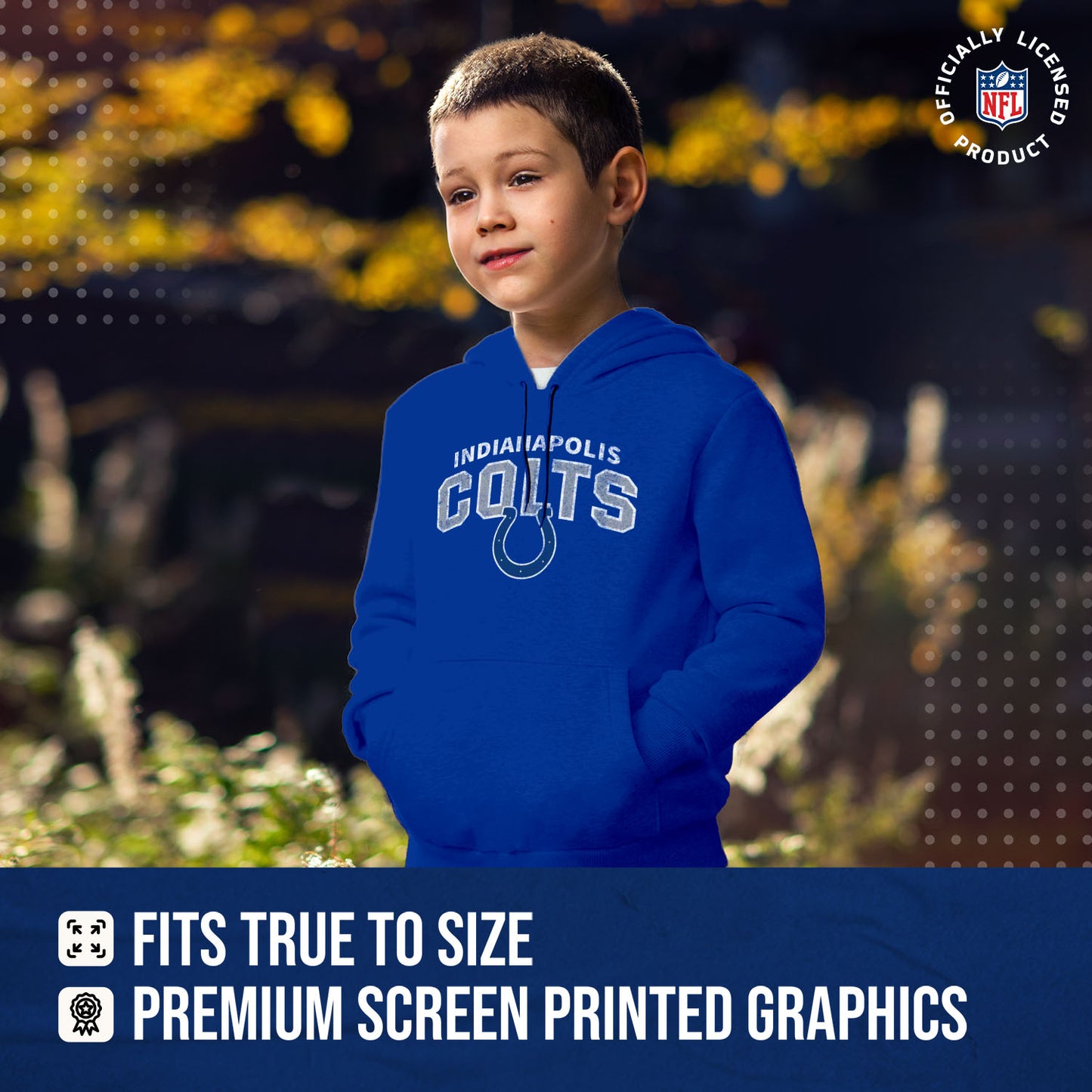 Indianapolis Colts NFL Youth Starting Fresh Hoodie- Pro Football Sweatshirt for Boys and Girls - Royal