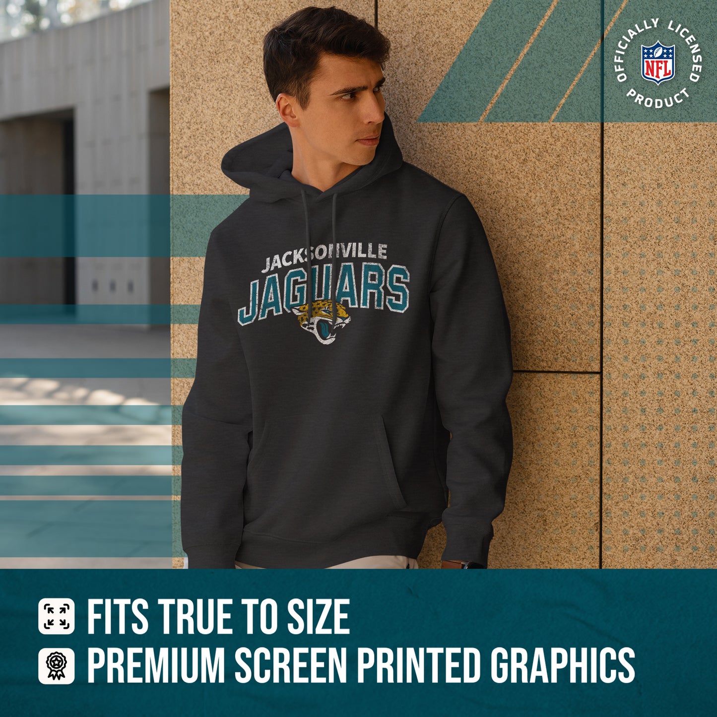 Jacksonville Jaguars NFL Adult Unisex Starting Fresh Ultra Soft Fleece Hooded Sweatshirt - Black Heather