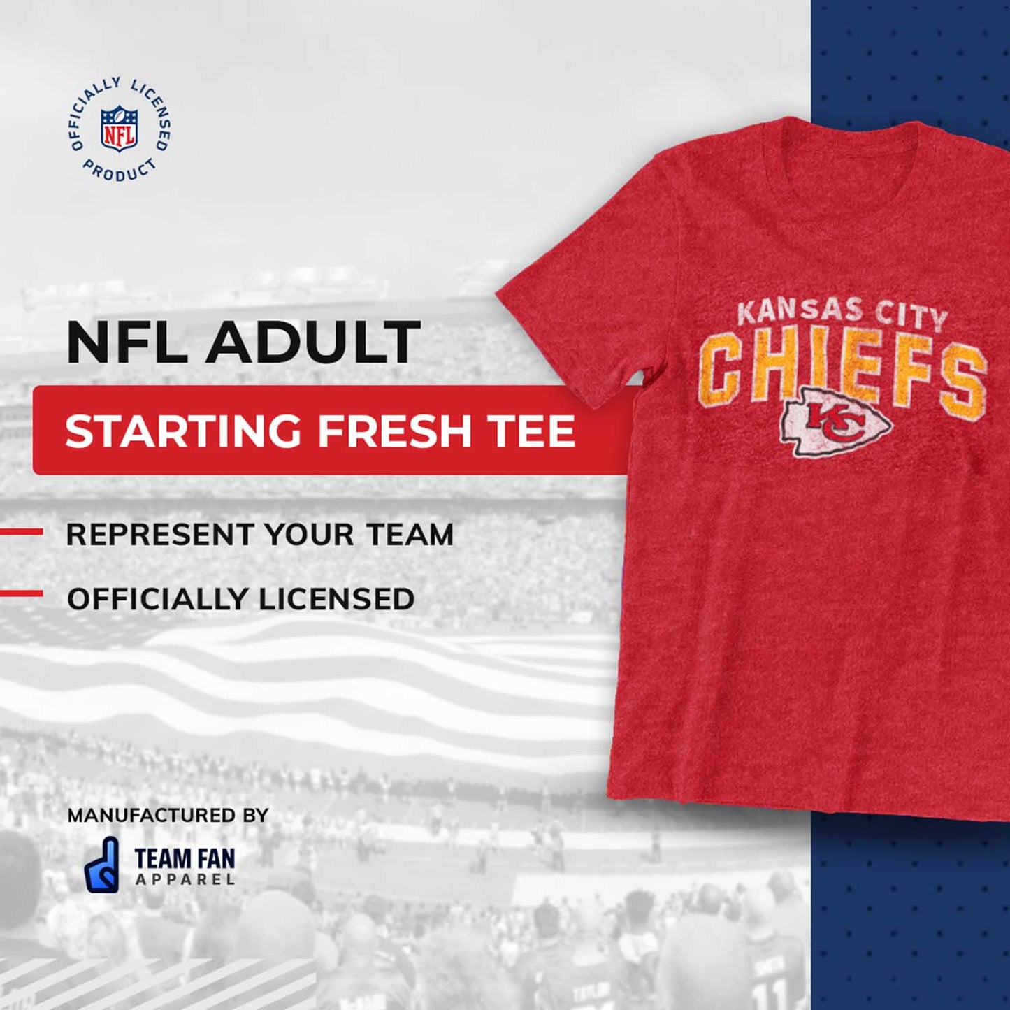 Kansas City Chiefs NFL Starting Fresh Short Sleeve Heather T-Shirt - Red