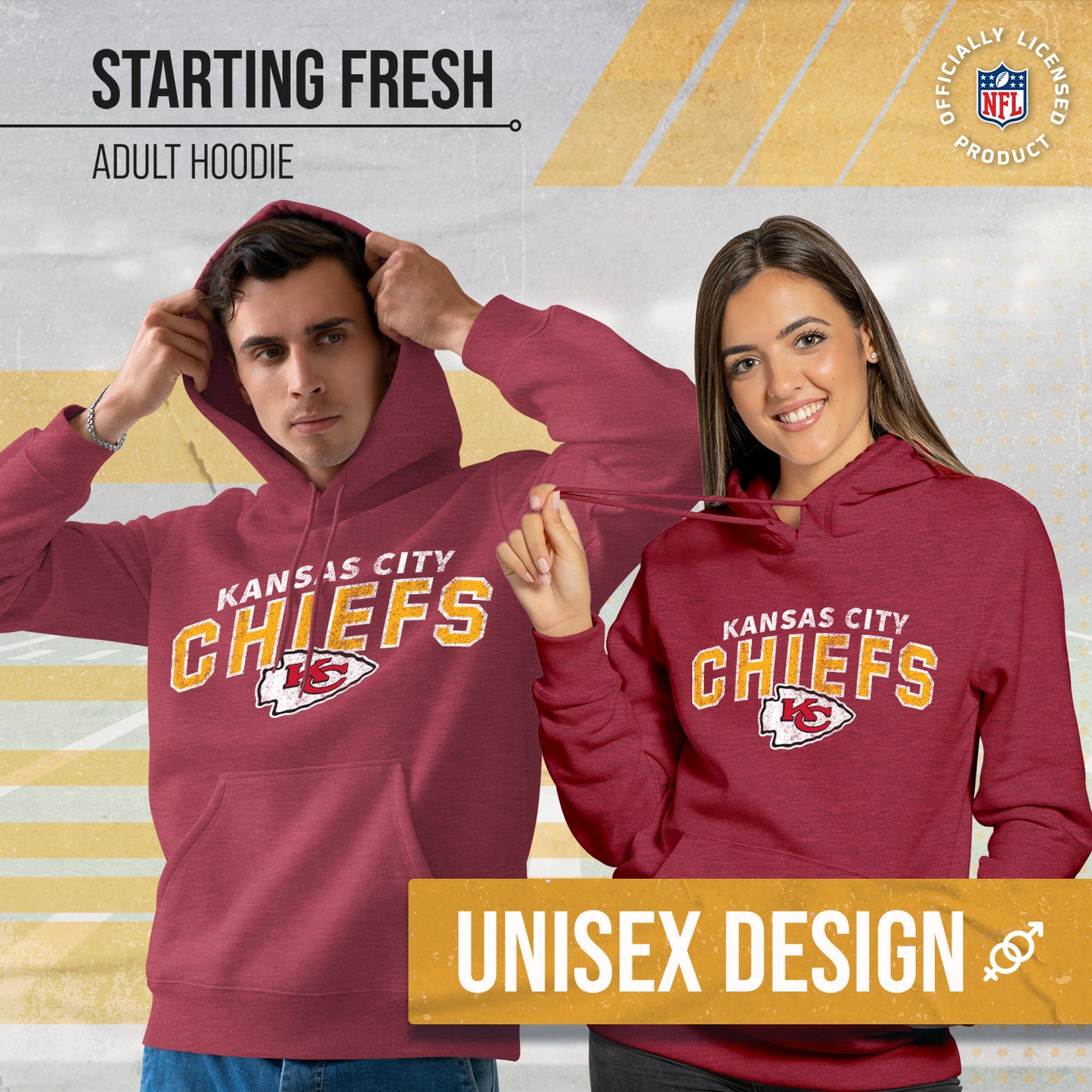 Kansas City Chiefs NFL Adult Unisex Starting Fresh Ultra Soft Fleece Hooded Sweatshirt - Red