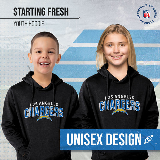 Los Angeles Chargers NFL Youth Starting Fresh Hoodie- Pro Football Sweatshirt for Boys and Girls - Black