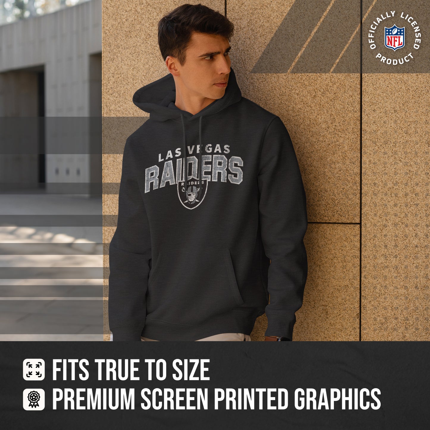 Las Vegas Raiders NFL Adult Unisex Starting Fresh Ultra Soft Fleece Hooded Sweatshirt - Black Heather