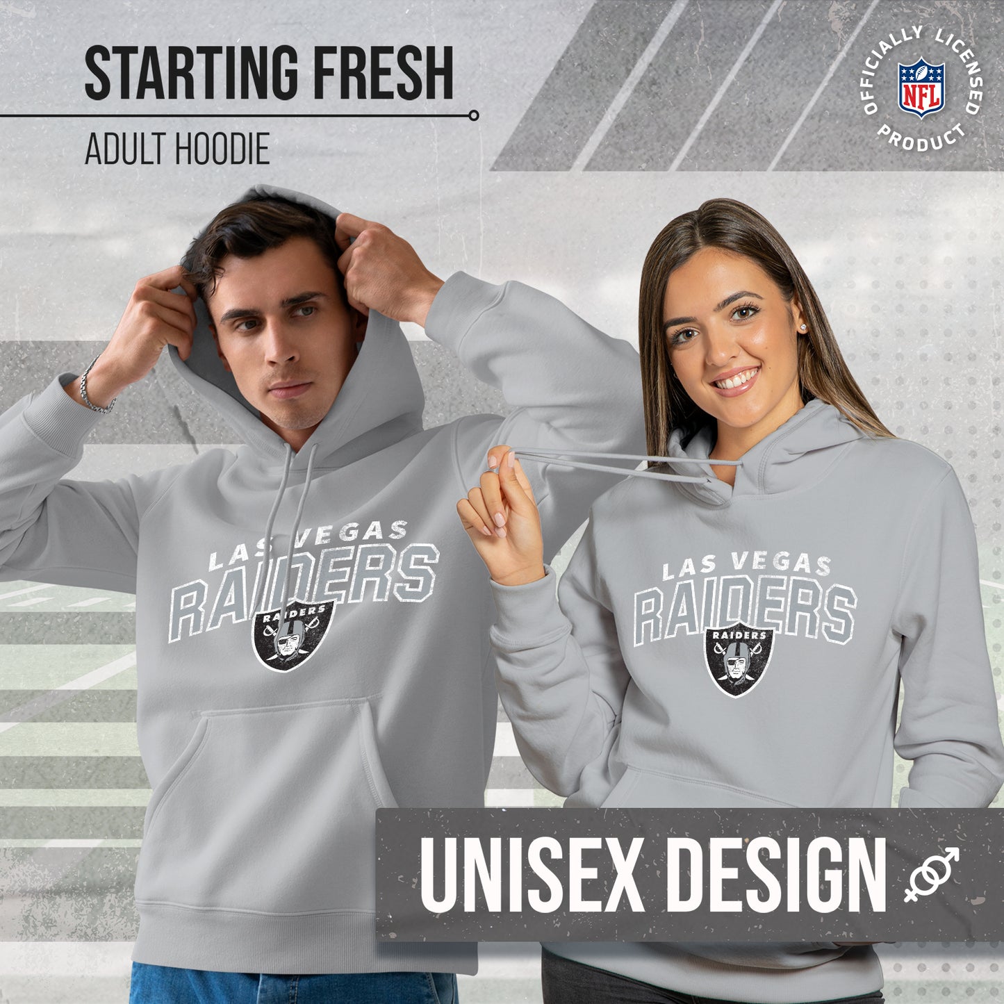 Las Vegas Raiders NFL Adult Unisex Starting Fresh Ultra Soft Fleece Hooded Sweatshirt - Athletic Heather