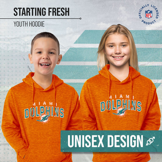 Miami Dolphins NFL Youth Starting Fresh Hoodie- Pro Football Sweatshirt for Boys and Girls - Orange