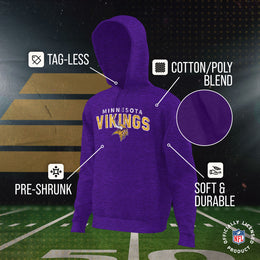 Minnesota Vikings NFL Youth Starting Fresh Hoodie- Pro Football Sweatshirt for Boys and Girls - Purple