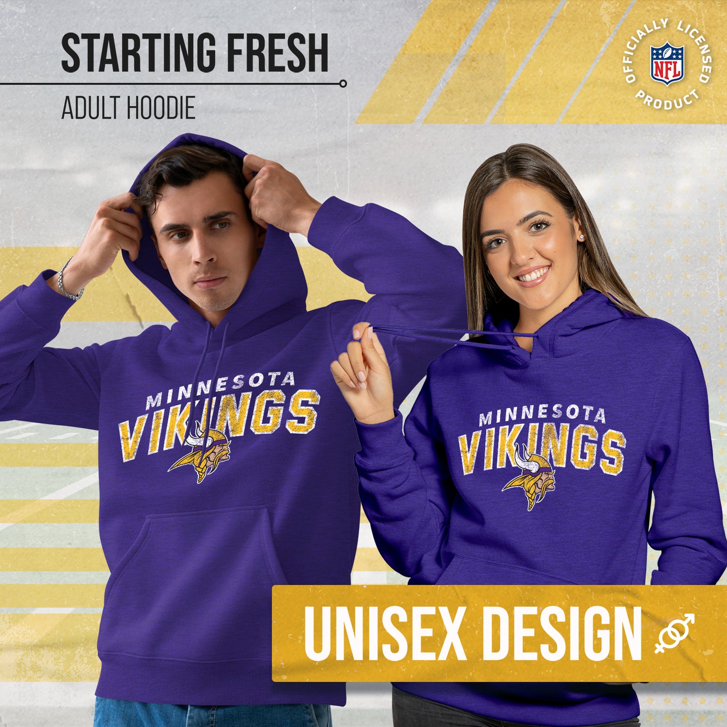 Minnesota Vikings NFL Adult Unisex Starting Fresh Ultra Soft Fleece Hooded Sweatshirt - Purple