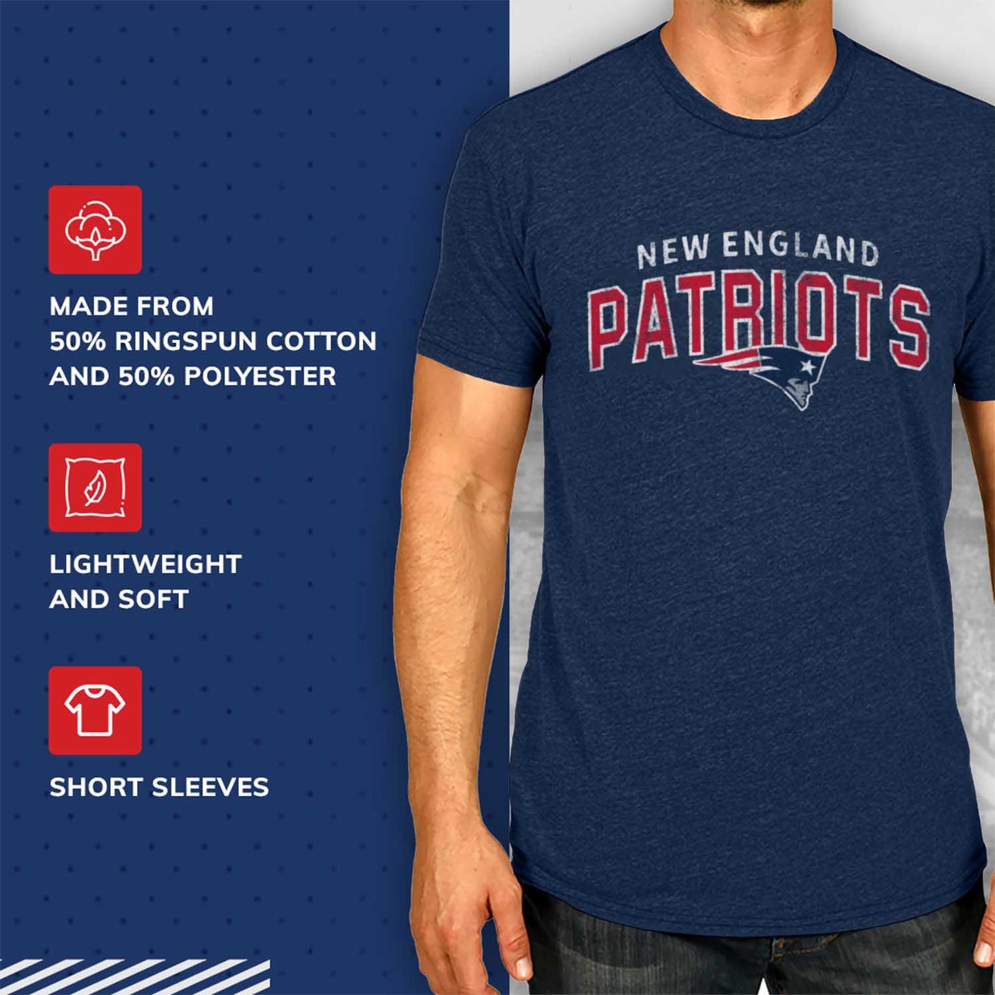 New England Patriots NFL Starting Fresh Short Sleeve Heather T-Shirt - Navy