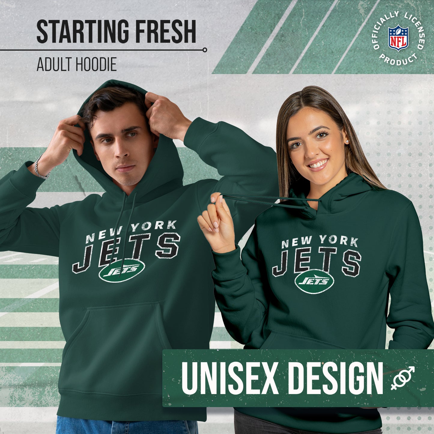 New York Jets NFL Adult Unisex Starting Fresh Ultra Soft Fleece Hooded Sweatshirt - Green