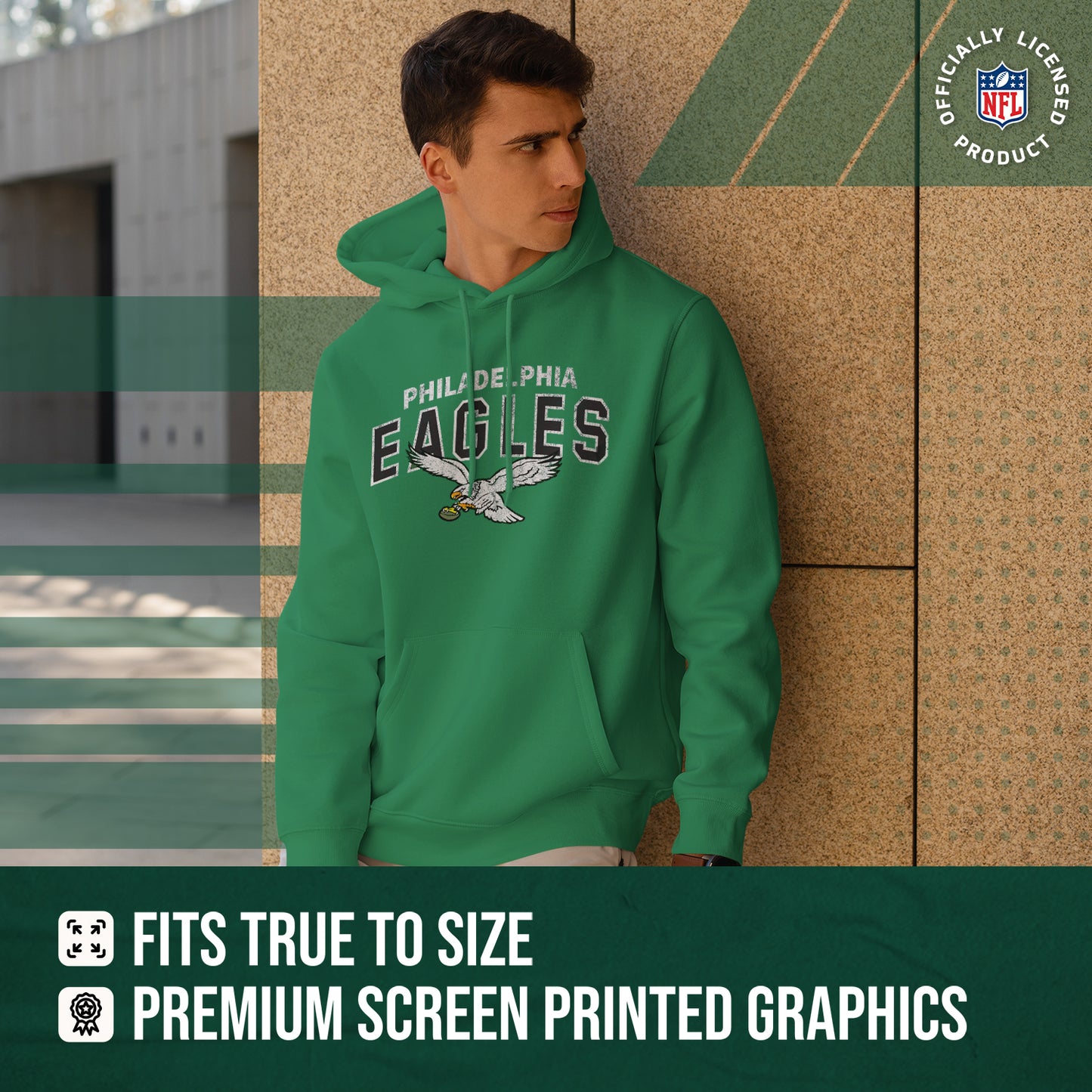 Philadelphia Eagles NFL Adult Unisex Starting Fresh Ultra Soft Fleece Hooded Sweatshirt - Kelly Green