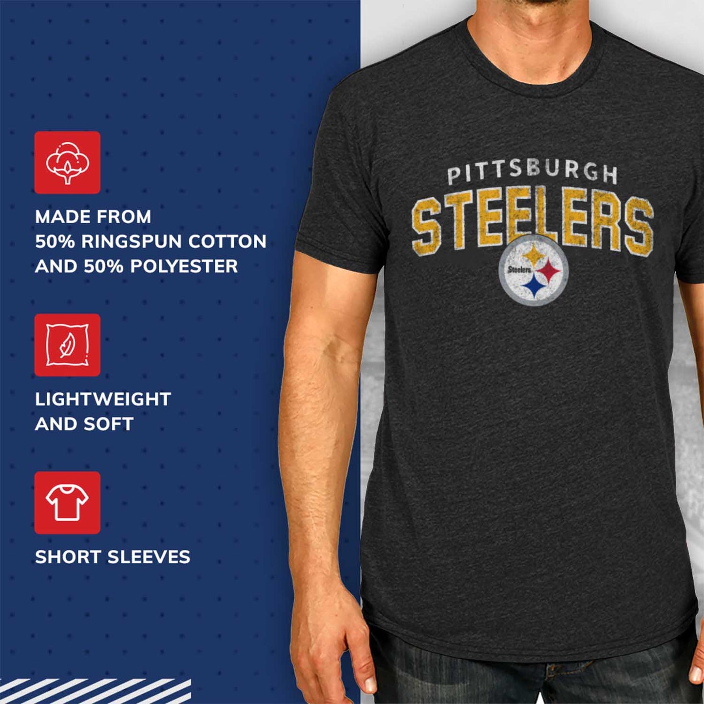 Pittsburgh Steelers NFL Starting Fresh Short Sleeve Heather T-Shirt - Black