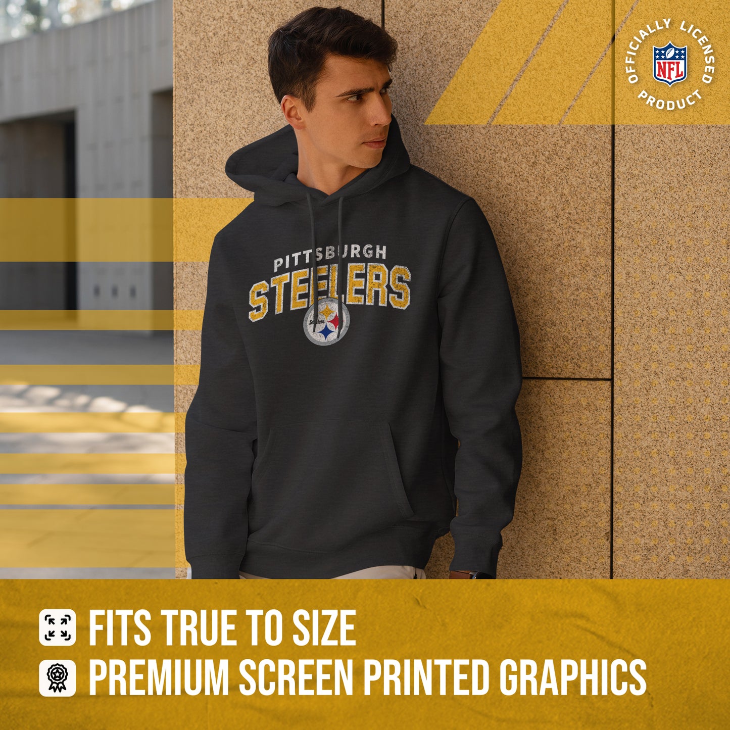 Pittsburgh Steelers NFL Adult Unisex Starting Fresh Ultra Soft Fleece Hooded Sweatshirt - Black Heather