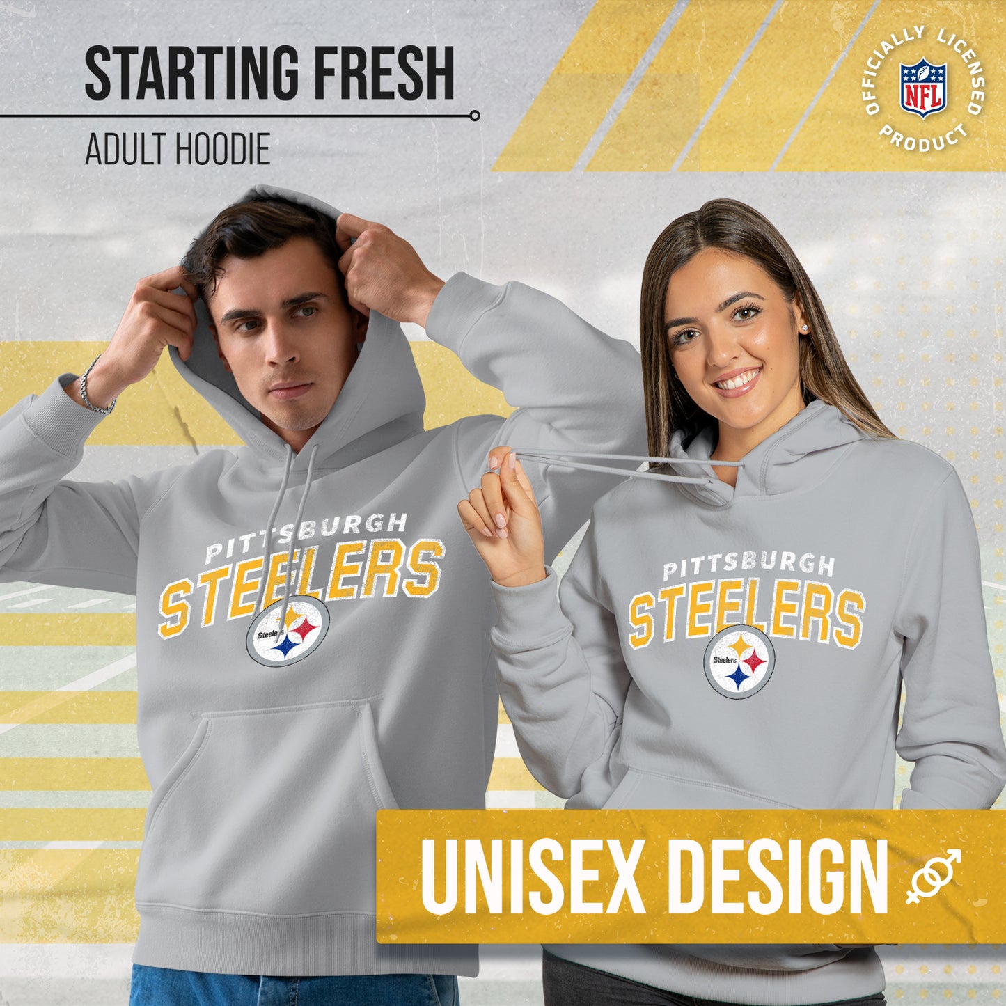 Pittsburgh Steelers NFL Adult Unisex Starting Fresh Ultra Soft Fleece Hooded Sweatshirt - Athletic Heather