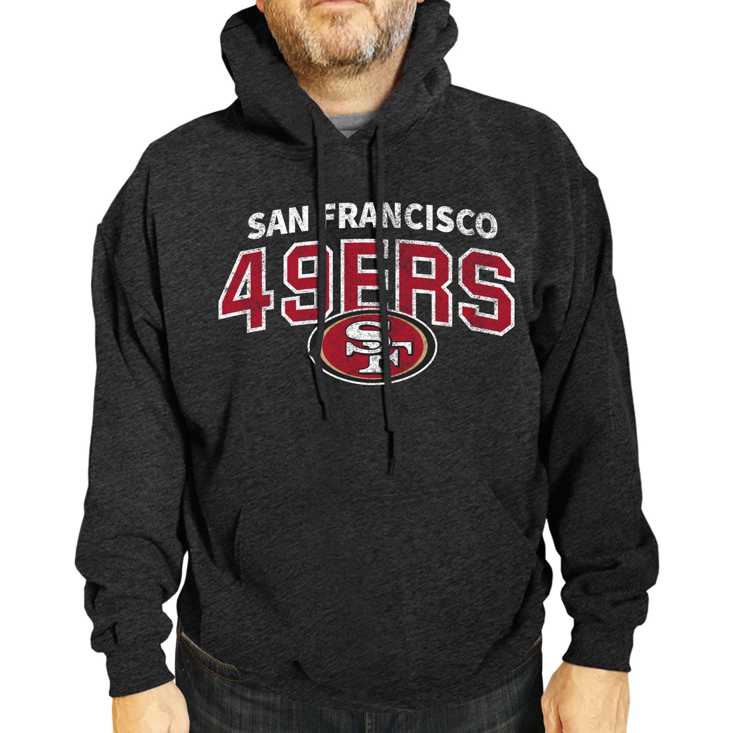 San Francisco 49ers NFL Adult Unisex Starting Fresh Ultra Soft Fleece Hooded Sweatshirt - Black Heather