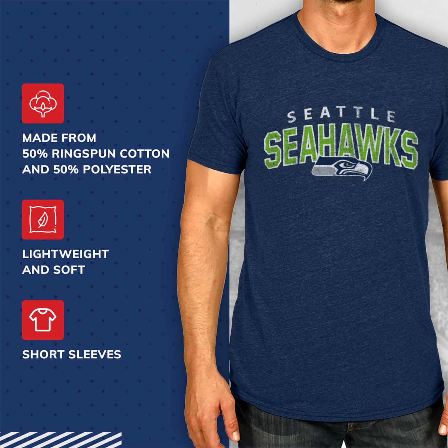Seattle Seahawks NFL Starting Fresh Short Sleeve Heather T-Shirt - Navy