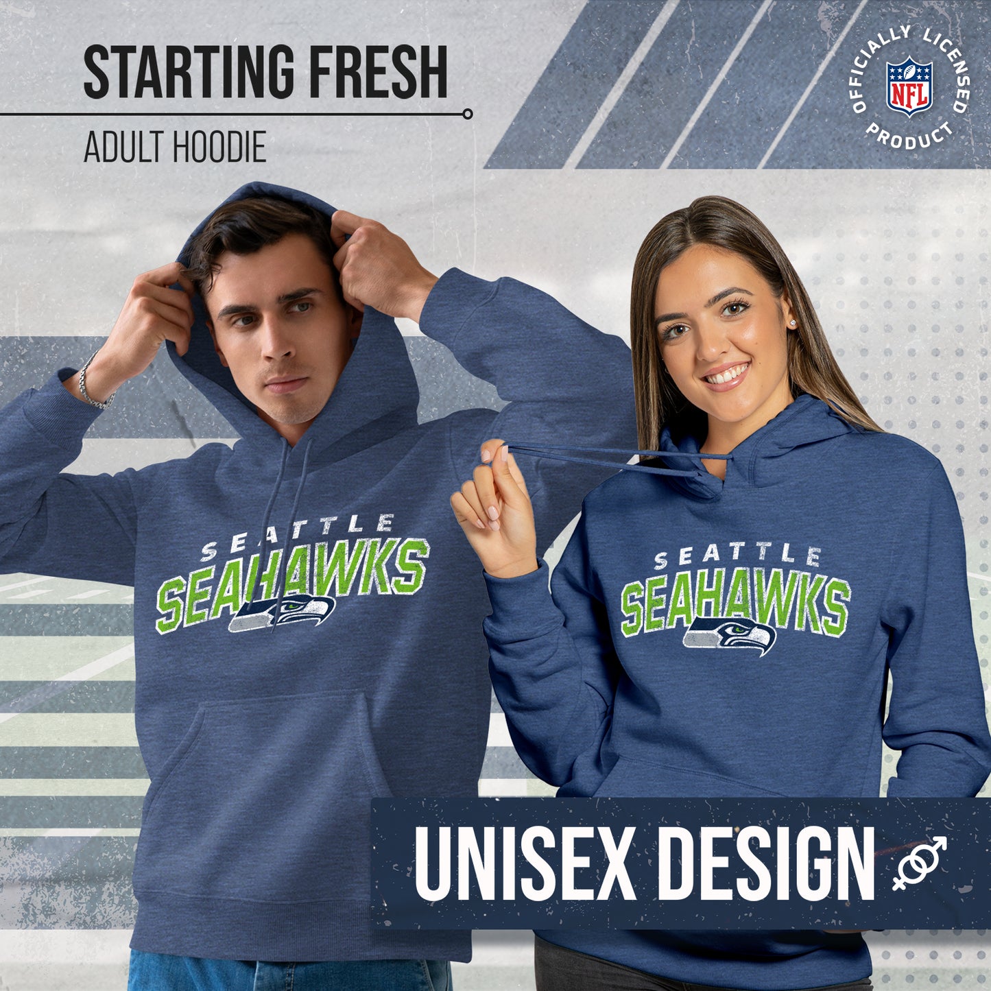 Seattle Seahawks NFL Adult Unisex Starting Fresh Ultra Soft Fleece Hooded Sweatshirt - Navy