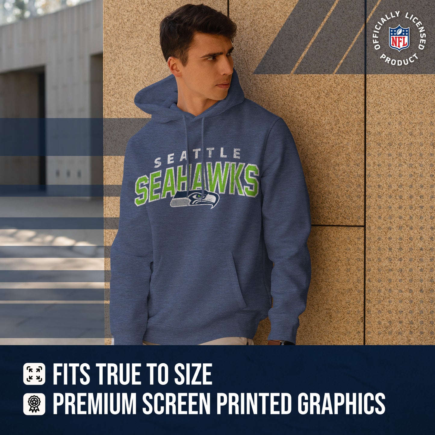 Seattle Seahawks NFL Adult Unisex Starting Fresh Ultra Soft Fleece Hooded Sweatshirt - Navy