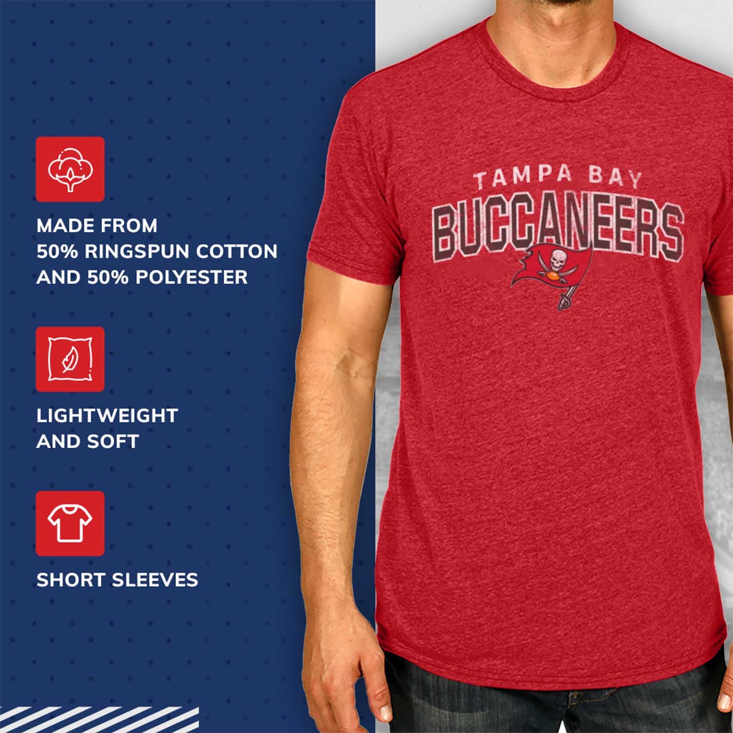 Tampa Bay Buccaneers NFL Starting Fresh Short Sleeve Heather T-Shirt - Cardinal