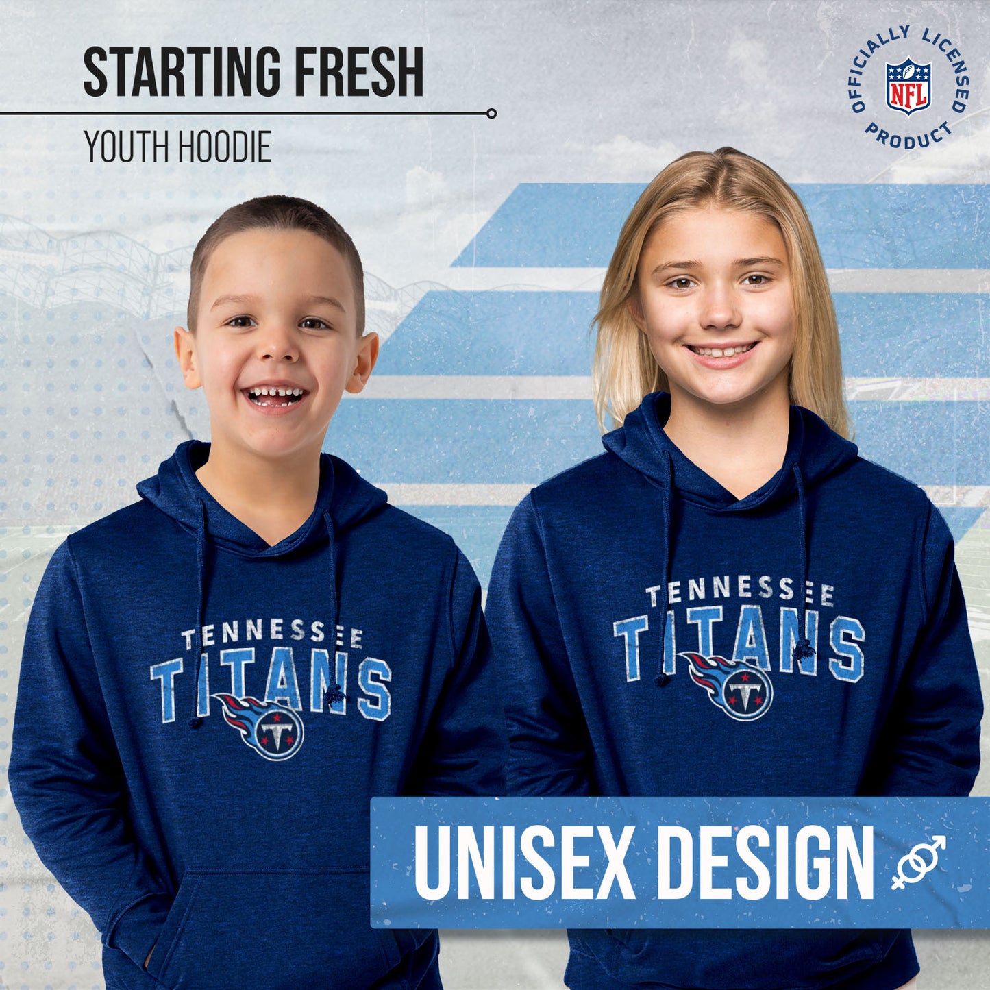 Tennessee Titans NFL Youth Starting Fresh Hoodie- Pro Football Sweatshirt for Boys and Girls - Navy