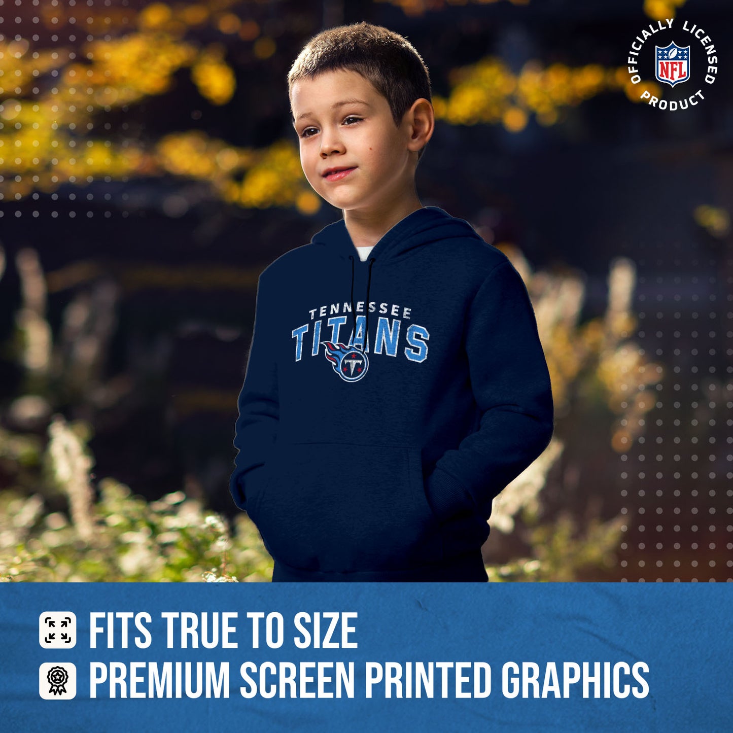 Tennessee Titans NFL Youth Starting Fresh Hoodie- Pro Football Sweatshirt for Boys and Girls - Navy