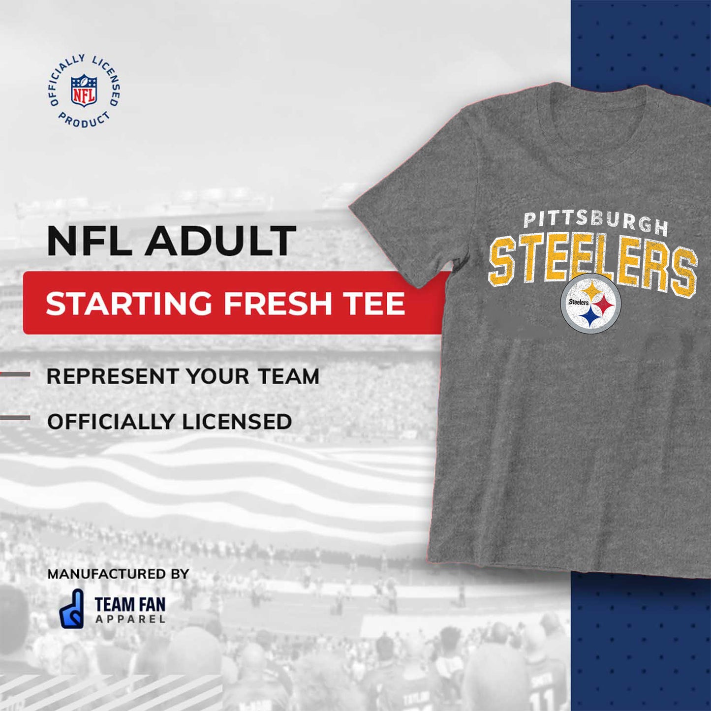 Pittsburgh Steelers NFL Starting Fresh Short Sleeve Heather T-Shirt - Sport Gray