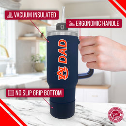 Auburn Tigers Collegiate 40oz Stainless Steel Travel Tumbler with Handle for Dad - Navy