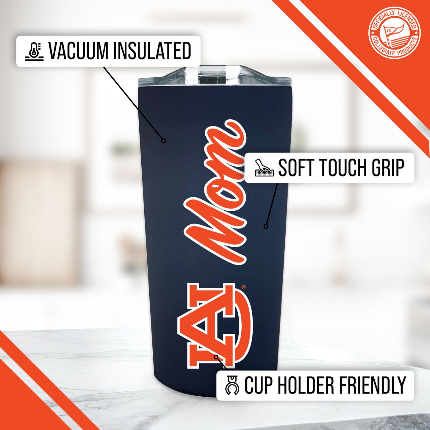 Auburn Tigers NCAA Stainless Steel Travel Tumbler for Mom - Navy