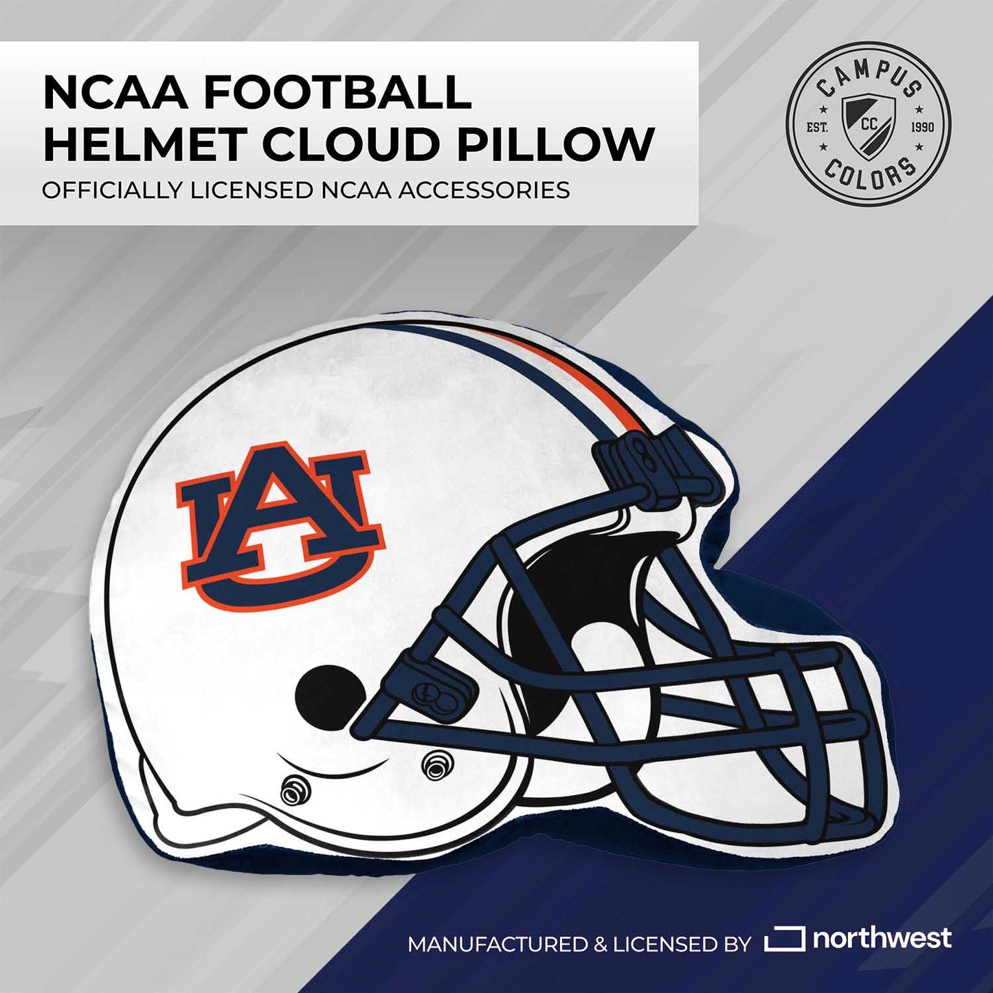 Auburn Tigers NCAA Helmet Super Soft Football Pillow - White
